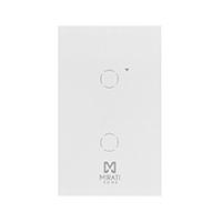 Apagador inteligente de pared Mirati de 2 apagadores touch Wi-Fi 2.4Hz Bluetooth / Compatible con Android e iOS / Funciona con alexa y asistente de Google