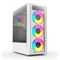 Gabinete gamer Balam Rush dragonfly perform crystal GM590CW / Media torre / ATX, micro ATX, mini ITX / Incluye ventilador ARGB / Panel cristal templado / Metal / Blanco / BR-935975