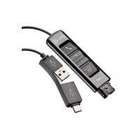 Adaptador QD HP Poly 786C7AA / DA85 adaptador digitales QD USB-a y USB-C, botones de volumen, mute, llamada y pausa color negro