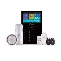 Kit de alarma integral smarthome Mirati Wi-Fi 4G panel tactil pantalla a color tamper switch incluye sirena, sensor de movimiento, sensor de puerta-ventana, 1 control, 2 TAG rfid