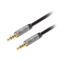 Cable audio estereo, Manhattan,356008, 3.5MM M-M 3.0M negro / Aluminio plateado