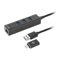 Adaptador de red, Manhattan,180894, GB USB a/C +HUB 3 ptos V3.0