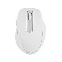 Mouse inalambrico 1000 a 1600 DPI recargable conector USB clic silencioso luz RGB ergonomico Perfect Choice modelo: lumiere PRO - Blanco