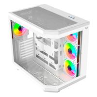 Gabinete gamer Balam Rush tank master 9600TB / Media torre / ATX - Micro ATX - ITX / Paneles removibles cristal templado / 4X ventiladores ARGB / Soporte para enfriamiento / Blanco / BR-938686