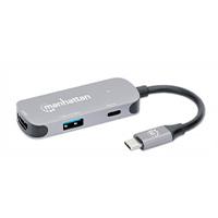 Docking, Manhattan,190299, USB-C 3 ptos, HDMI 4K@60Hz, USB-C