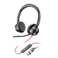 Diadema HP Poly 8X223AA BW 8225 / Alambrica binaural conexion USB-C USB-a cancelacion activa de ruido control para llamadas color negro naranja