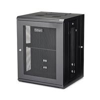 Gabinete rack de pared para servidores 15U 19 4 postes y estante 1U - Rack de servidores de montaje en pared con bisagra - Rack ventilado para equipo de red StarTech