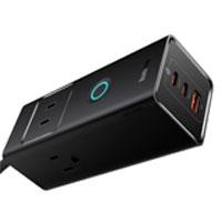 Cargador de escritorio 6 puertos Baseus, powerstrip 3 AC,2 tipo C,1 USB-a 30W, con cable de alimentacin de 1.5 M, color negro
