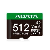 Memoria Adata micro sdxc speed plus 512GB, U3/CL10 / V30 / A2 / 180MB / 160 MB compatible con portail, PC, tableta, camara de accion, panoramica, drones, con adaptador UD512GUI3V30A2SP-RA