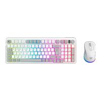 Kit gamer Balam Rush squad conquest PRO KG525 / Teclado y mouse / Dual / Dongle USB - BT / Español / 97 teclas / Recargable / Iluminacion RGB / WIN / Optico / 7200 DPI ajustable / Blanco / BR-940436