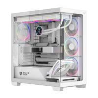 Gabinete gamer Balam Rush tank polar 7900 / Media torre / ATX - M-ATX - ITX / Ventiladores incluidos / Cristal templado / Soporte para enfriamiento liquido / Iluminacion ARGB / Blanco / BR-941488