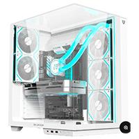 Gabinete gamer Balam Rush tank majestic 7600 / Media torre / ATX / Micro ATX- mini ITX / Ventiladores ARGB / Triple panel de cristal templado / Blanco / BR-941501