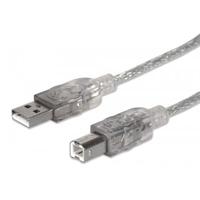Cable USB, Manhattan,333405, V2.0 a-B 1.8M, plata