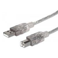 Cable USB, Manhattan,345408, V2.0 a-B 5.0M plata