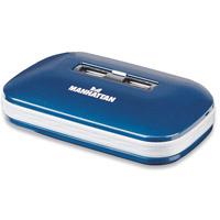 HUB USB, Manhattan,161039, V2.0 7 ptos azul con fuente