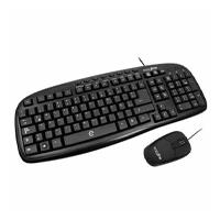 Kit teclado y mouse alambricos conector USB ideal para usuarios diestros y zurdos easy line BY Perfect Choice balance - Negro