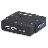 Switch KVM, Manhattan,151252, desktop USB 2:1 con cables+audio