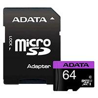 Memoria Adata micro sdhc 64GB UHS-I clase 10 C/adaptador AUSDX64GUICL10-RA1
