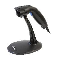 Lector de codigo de barras EC Line EC-LS-9620, negro, laser, USB, 1D, 200 lecturas por segundo, incluye base