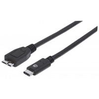 Cable USB, Manhattan,353397, -C V3.1, C-micro B 1.0M negro